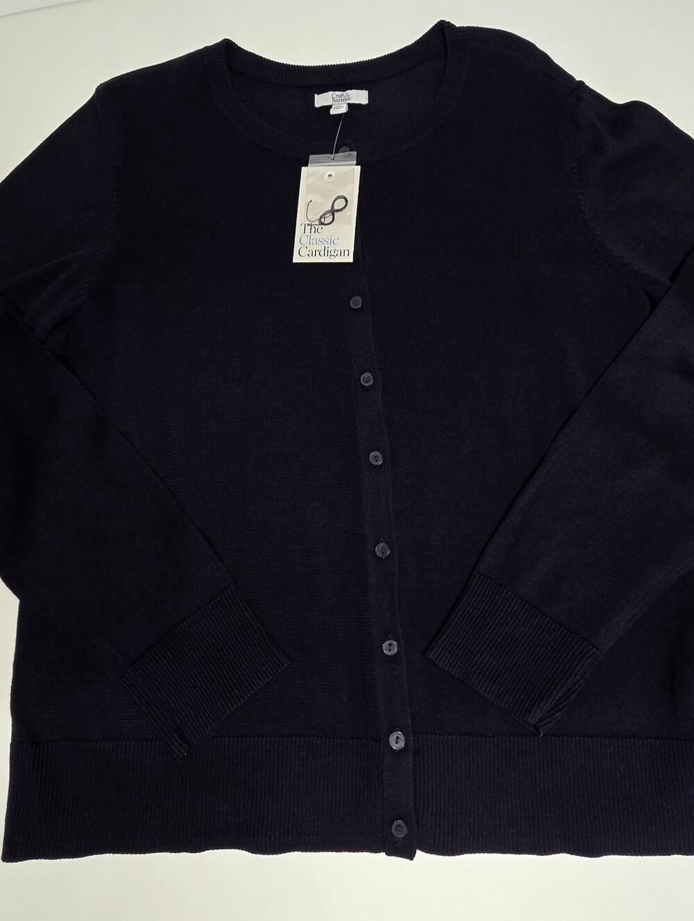 croft & barrow navy button-front crew cardigan - Picture 3 of 11